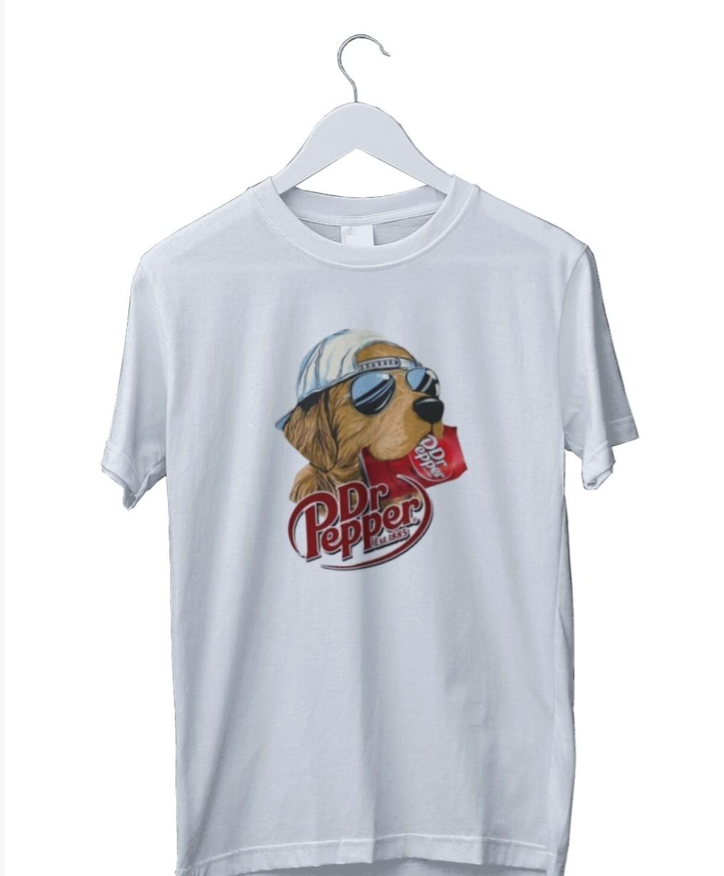 Dr Pepper Funny Dog Graphic Print Mens T-Shirt S