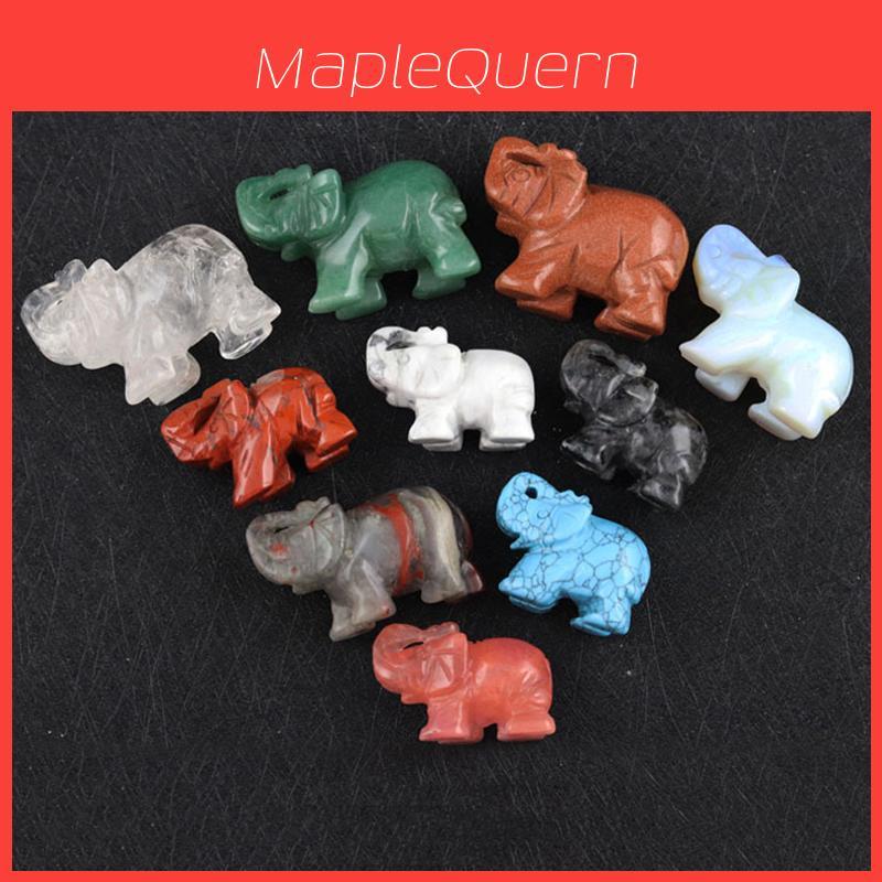 Squisito Elefante Scolpito a Mano Pietra Naturale Diaspro Turchese Malachite Cristallo di Quarzo Ornamento Per Eleganza Senza Tempo