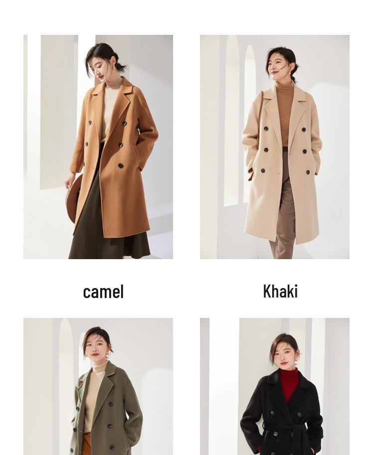 Trench da Donna di Media Lunghezza Doppiopetto in Lana e Cashmere - Collezione Autunno/Inverno