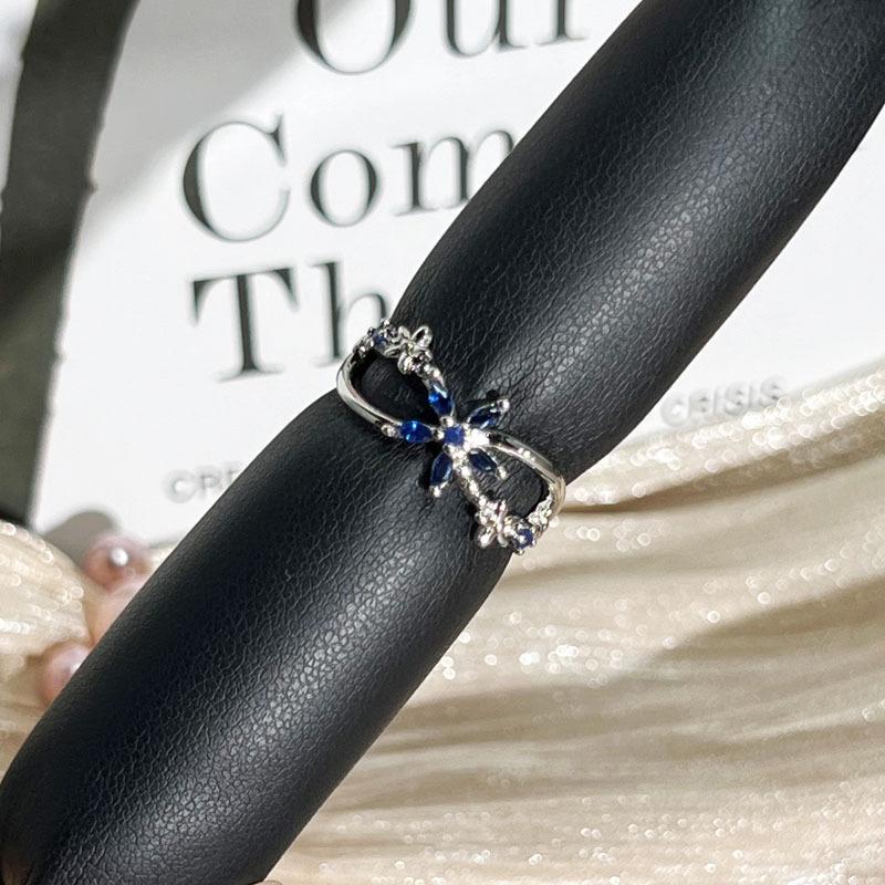 Colorful Zircon Flowers Exquisite Binning Flowers Small Building Sweet Opening Ring Women's Hot Sale High-end Light Luxury Versatile Ring