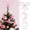 Faux Pearl Bow Christmas Tree Topper Pink Fake Pearl Beaded Bow Tree Ornaments for Valentine's Day Xmas Tree Indoor Outdoor Decor