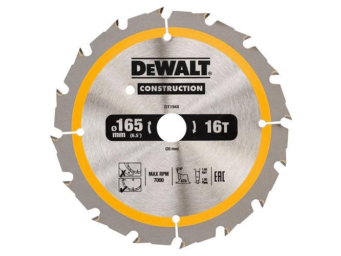 Circular Saw Blade For Wood 165/20Mm, 16 Teeth - Dw Dt1948-Qz