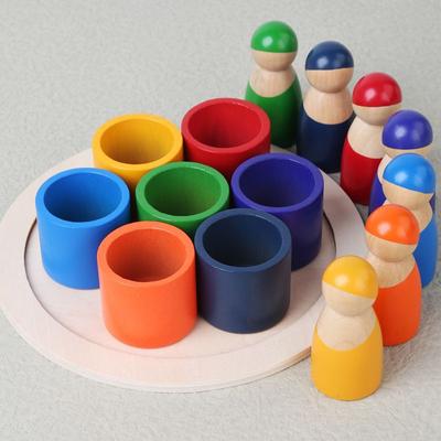 Montessori Baby Holz Regenbogen Puzzle Spielzeug Kunst Farbe Sortierung Matching Spiele Pädagogisches Spielzeug Für Kleinkind Feinmotorik Training