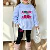 Girls' Sweet Cherry Casual Comfortable Soft Loose Pullover Sweatshirt and Leggings 2-Piece Set, New Autumn/Winter, Playful, Sweet and Cool Style