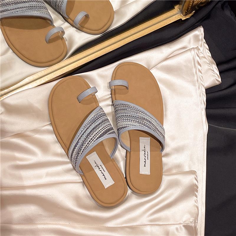 

Лето 2025 Новые Женские Элегантные Сандалии Мода Корейский Стиль Мягкая Подошва Нескользящие Универсальные Повседневные Принцесса Крутые Пляжные Шлепанцы 39 светло-синий