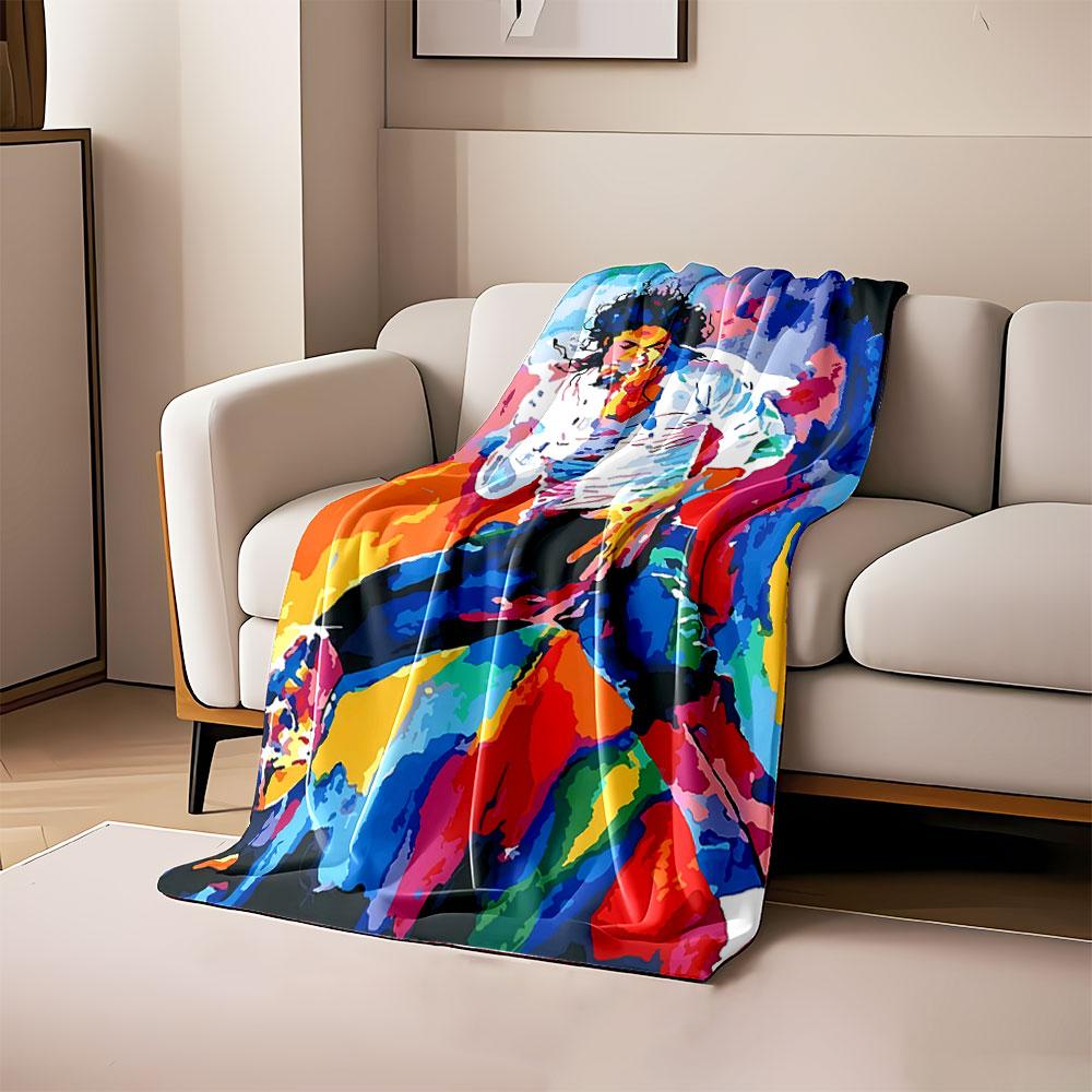 

A vibrant abstract figure dancing with fluid motion in bold colors. for all seasons blanket lunch break throw gift 80cm x 120cm