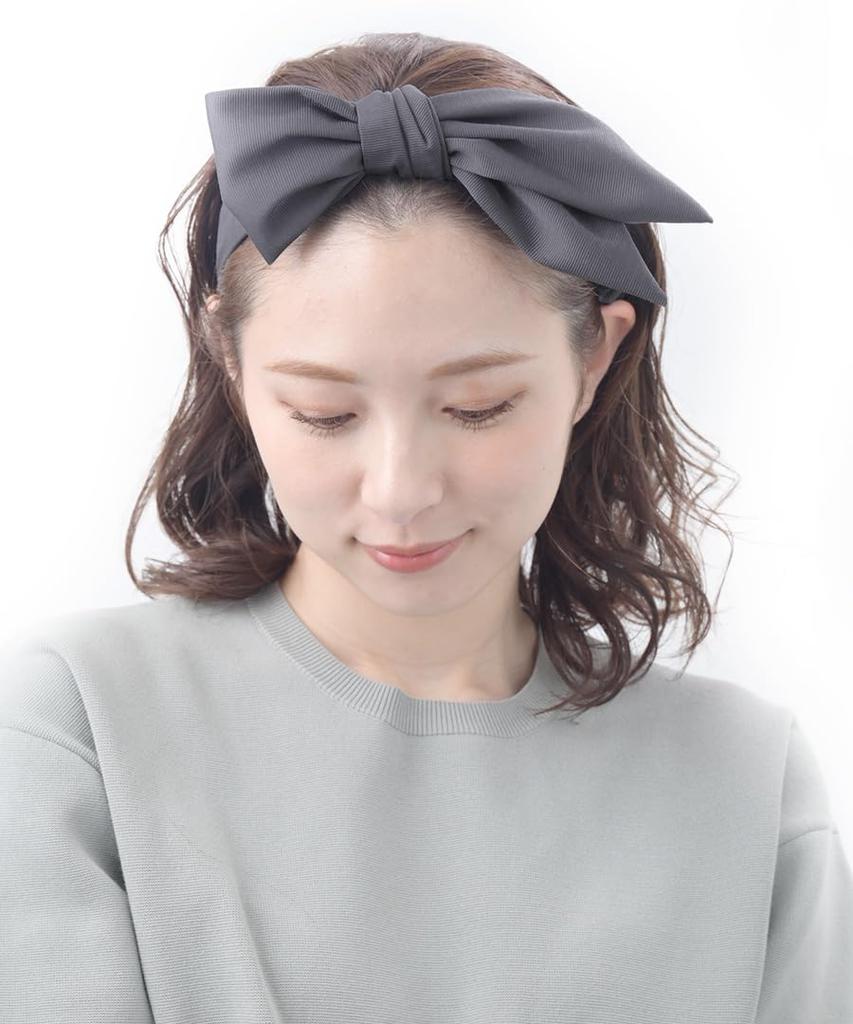 VINGTAINE Hairband with Detachable Customizable Hair Ribbon, Large, Accessory, Casual, Simple, Gray, HB-133-GY