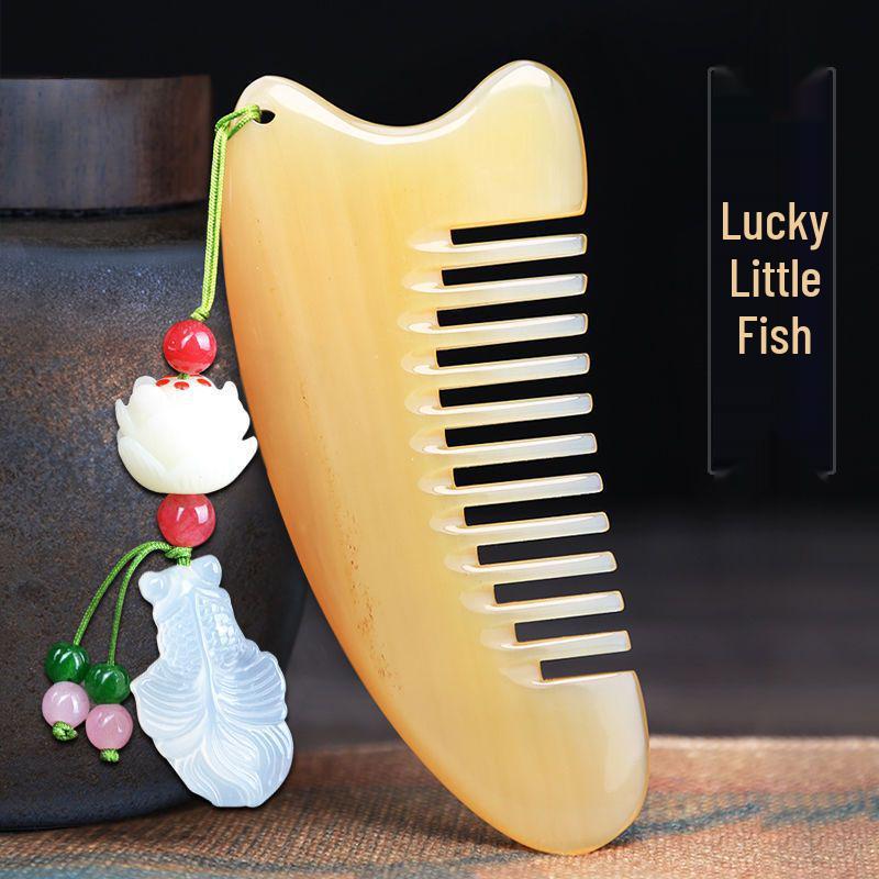 Natural Ox Horn Wide-Tooth Curly Hair Comb - Scalp Massage for Men & Women