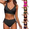 Women's High Waist Bikini Set with Drawstring Padded Cups Wire-Free Two Piece Swimwear for Beach Pool