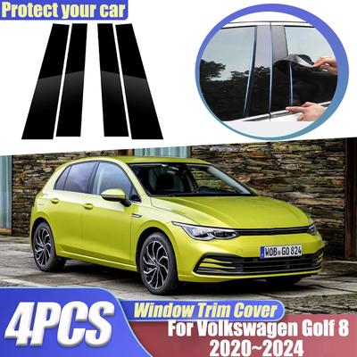 For VW Volkswagen Golf 8 MK8 R-Line GTE GTD GTI ~2024 4pcs Window Trim Cover B C Pillar Center Column Stickers Accessories