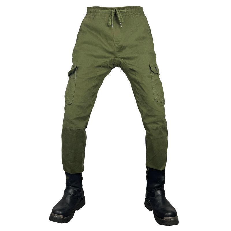 Pantaloni da moto da corsa uomo, pantaloni anti-caduta locomotiva, piedi legati casual multi-tasche da lavoro pantaloni da ciclismo, jeans, ginocchiere