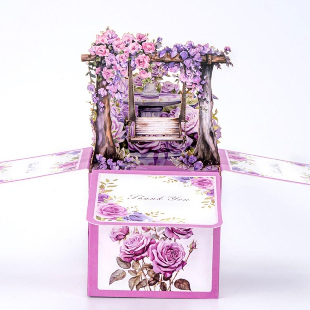 Papírová 3D vyskakovací kytice karta Motýl Květina Papírové květiny Pohlednice Máma Manželka