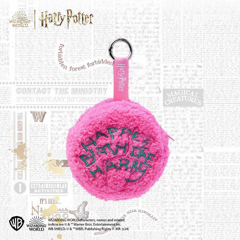 HUGKIS Official Harry Potter Pink Round Pillow Storage Bag & Keychain Coin Pouch Collectible Doll