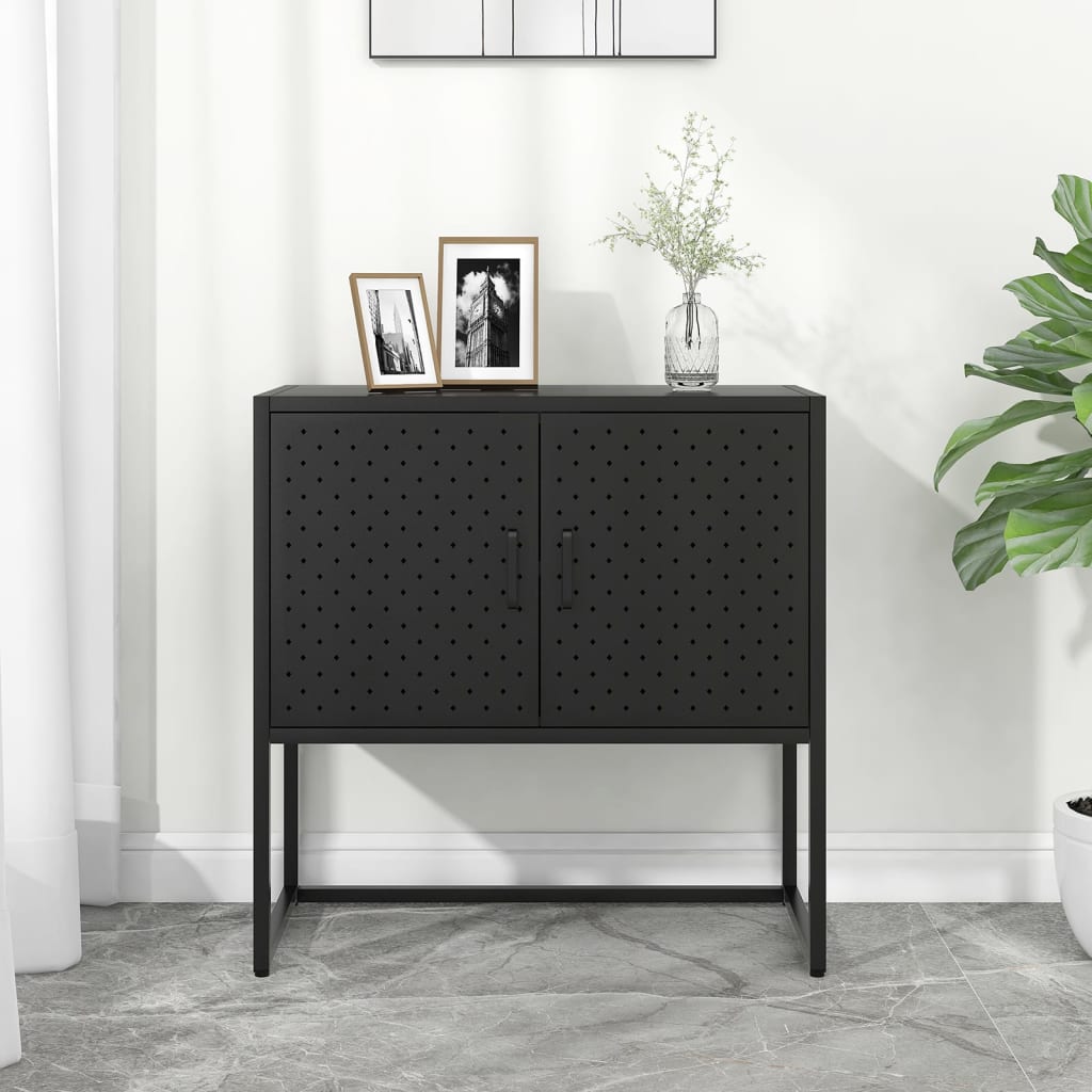 Vidaxl Szafka Boczna, Czarna, 75X35X75 Cm, Stal