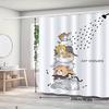 Whimsical Cat Tower Shower Curtain  Stacked Cute Cats + “CAT SHOWER” Text, Water Droplets, 12 Hooks, 70.87×70.87 inch, Polyester