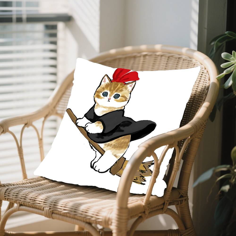 Hand Drawn Cute Cat Pillow Case Elegant Couple Home Living Room Bedroom Decorative Rectangle Pillowcase Sofa Cushion Cover