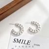 European and American cold wind C-shaped hollow chain earrings s911 silver needle personalized earrings niche trend high-end earrings