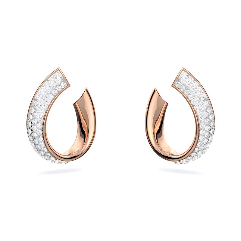 Swarovski Exist Fashion Trend Versatile Large Hoop Crystal Earrings Women s Small Size 5636448 серебряный