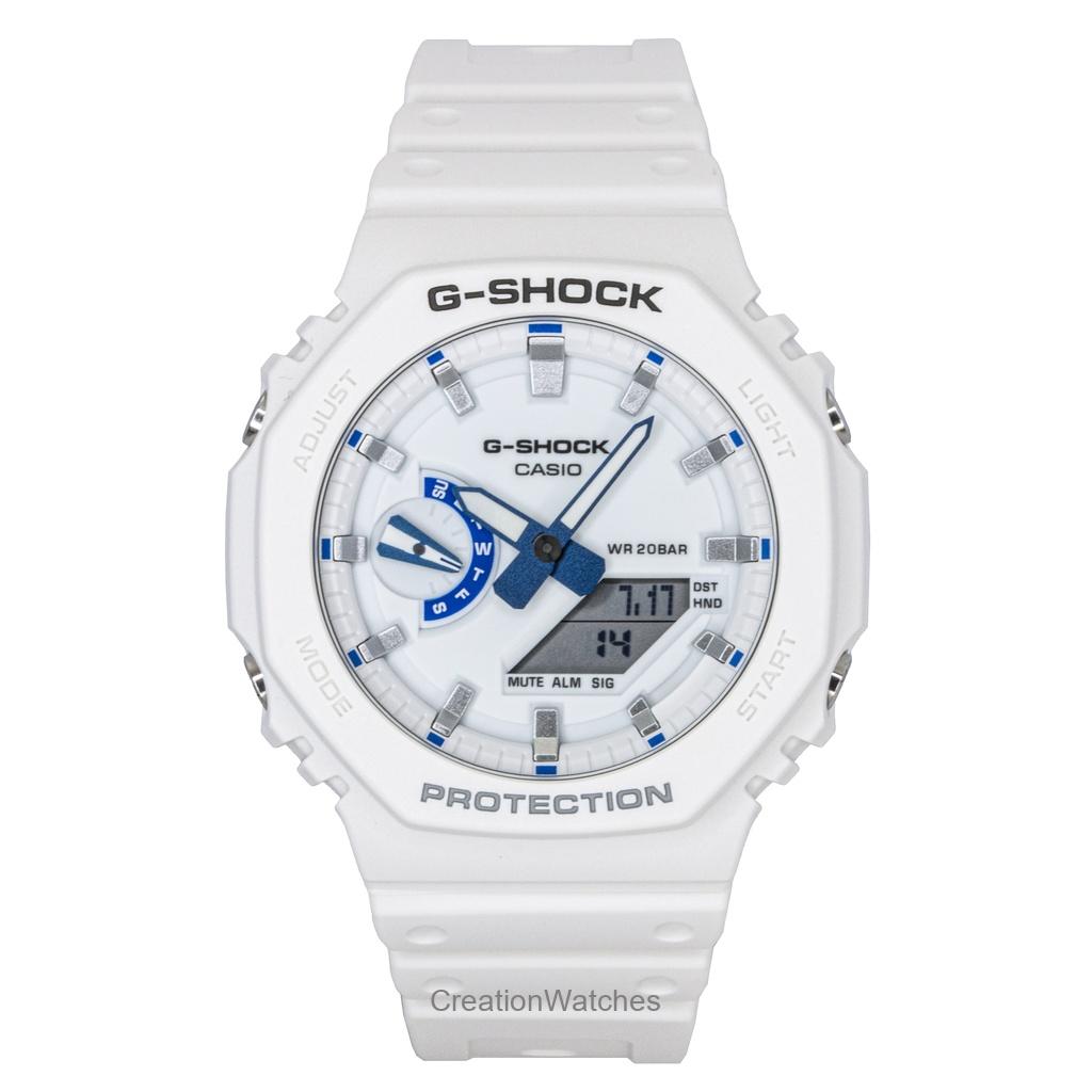 

Casio G-Shock Аналогово-цифровые часы с полимерным ремешком, белый циферблат, кварцевые GA-2100HDS-7A 200 м Мужские часы белый
