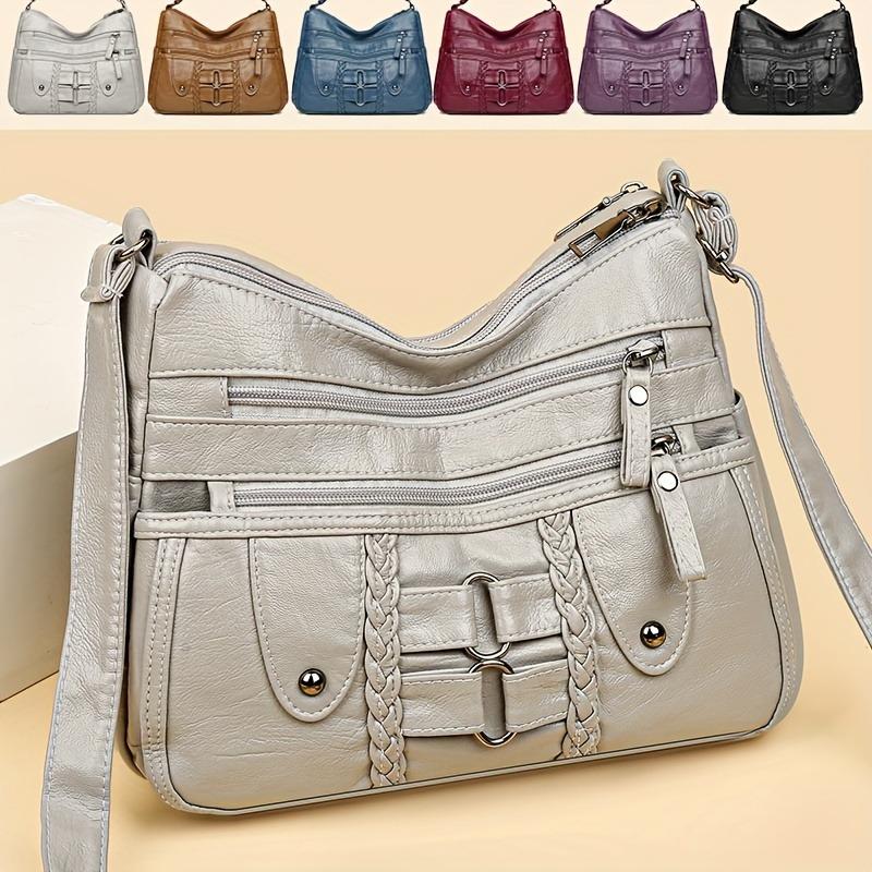Women's Faux Leather Multi-pocket Crossbody Bag