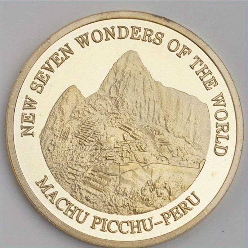 7PCS Seven Wonders Challenge Gold Badge, World Architecture Memorial Gold Coin Decoration Collection
