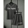 Modisches Herren-Set Tier Löwe Streifenbedrucktes Herren-T-Shirt und Shorts 2-teiliges Set Sommer Freizeit Outdoor Herren- und Damen-T-Shirt-Sets