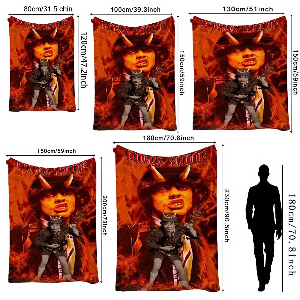 Angus Young Rock Guitar Blanket Camping Trip Soft And Comfortable Office Rest Blanket Bedroom Outdoor Plush Blanket