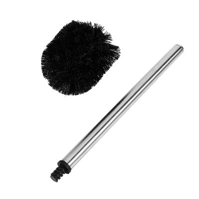 Escova de Limpeza de Vaso Sanitário WC Banheiro Cabeça Redonda Preta Cabo de Metal Aço Inoxidável