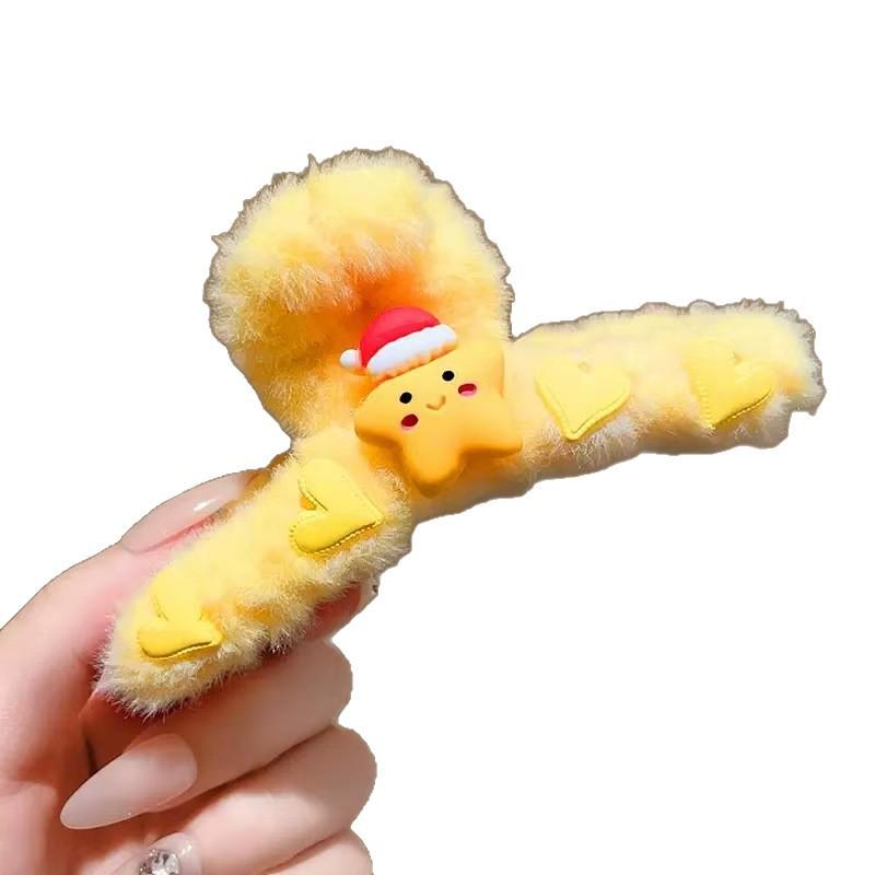

Christmas Star Teddy Bear Plush Hair Clip – Cute & Versatile Shark Clip for Autumn/Winter Green - Christmas Tree Plush Claw Clip 11CM