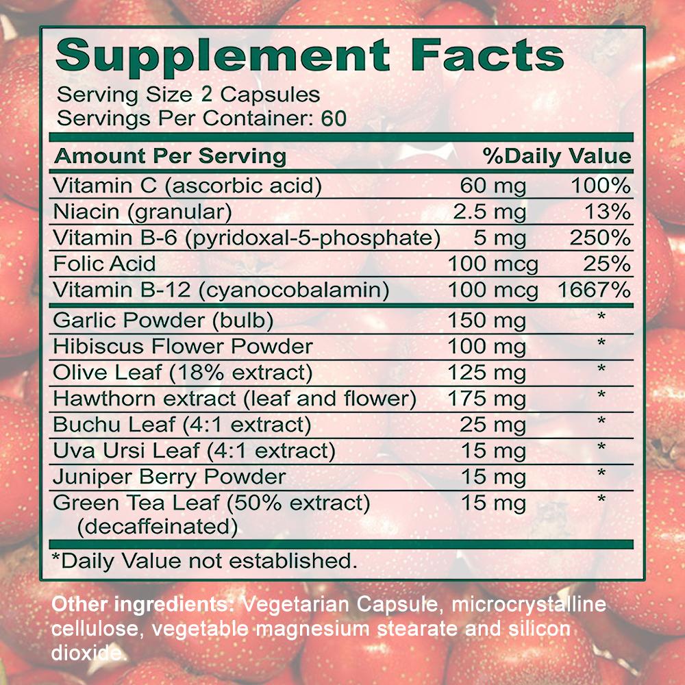 Vitamin C, Vitamin B6, Vitamin B12, Folic acid 120 Capsules Dietary Supplement