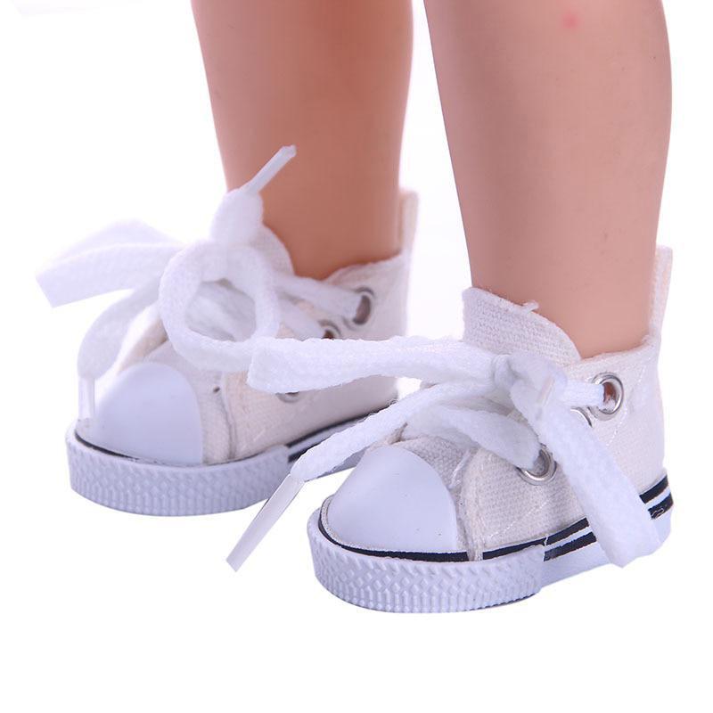 1 Pair 5cm 1/6 Handmade Denim Canvas Cloth Doll Shoes 18 Inch Lovely Mini Doll Toy Accessories Multicolor