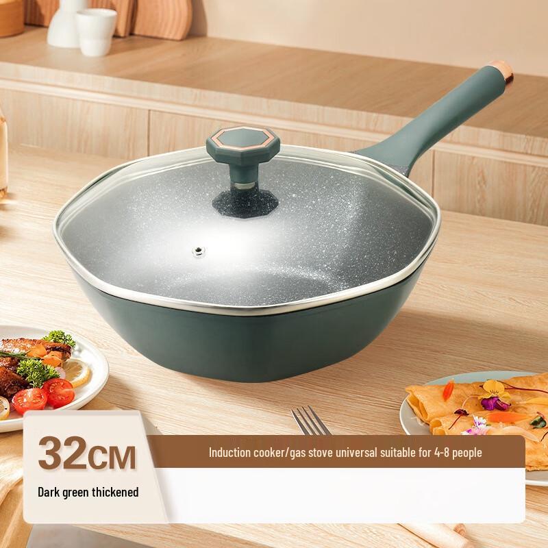 CINDYCOCO 32cm Maifan Stone Octagonal Non-stick Wok