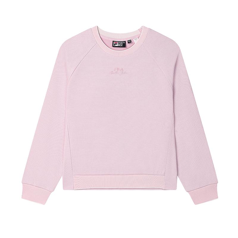 FILA Casual Versatile Knitted Pullover Sweatshirt Women sweatshirt Gray Purple Pink F11W513209FLP