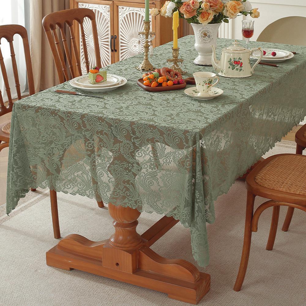 American Dust-Proof Tablecloth Retro Premium Ruffle Edge Living Room Dining Table Non-Slip Decoration Factory Spot
