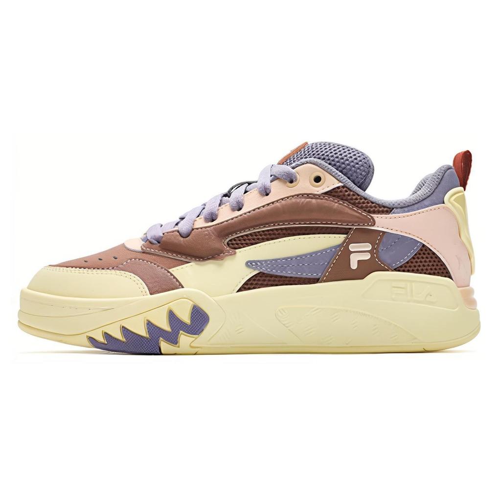 FILA Comfortable Versatile Low-Top Retro Basketball Shoes Women sneaker Light-Yellow Purple T12W413211FBP