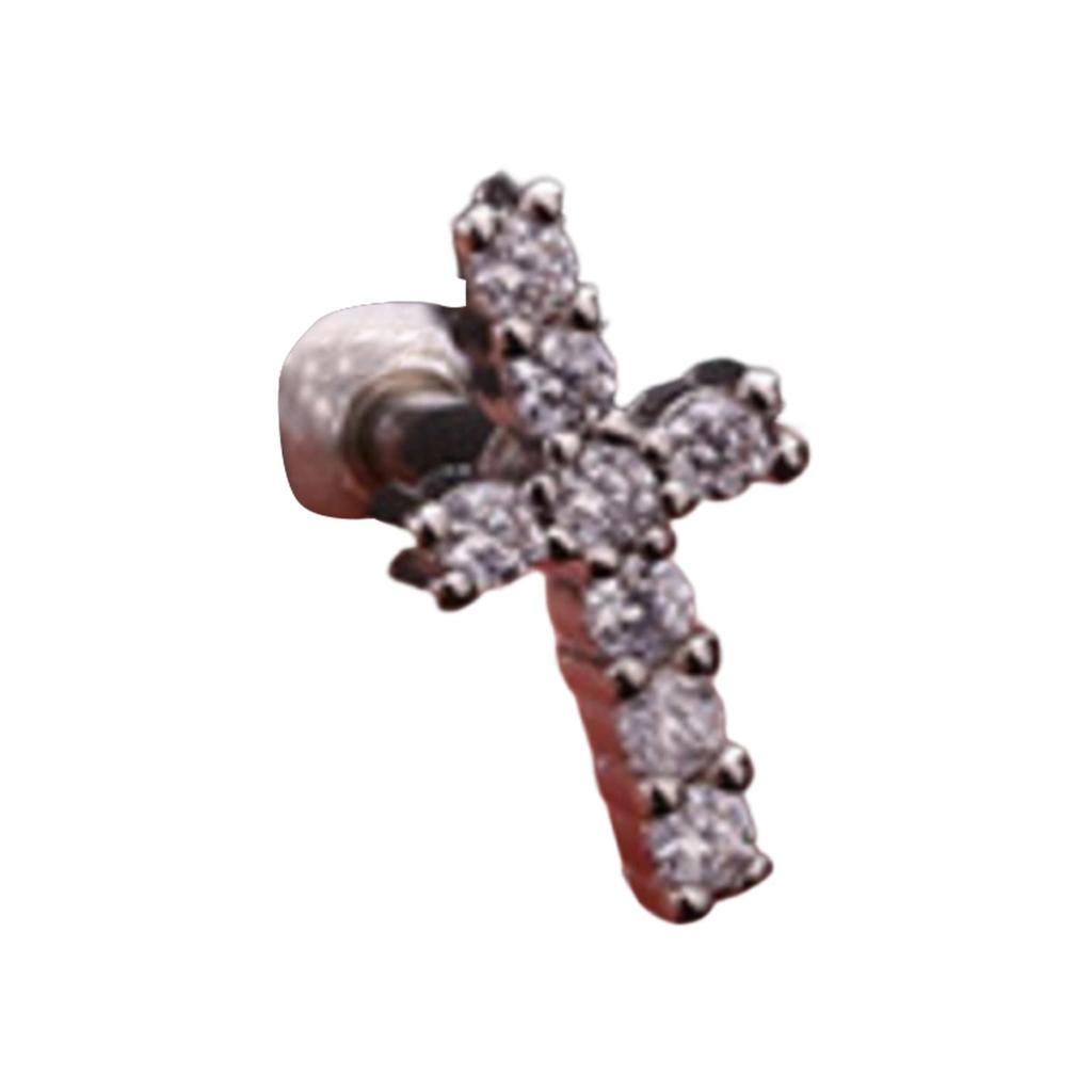 Boucles d'oreilles clous couronne à tige en acier titane et acier inoxydable avec zircon micro-pavé - Boucles d'oreilles mode à boule à vis pour bijoux de piercing occidental