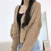 Women's Cardigan Sweater Outerwear Preppy Style Versatile Korean-Style Loose Short Top V-Neck Knitwear
