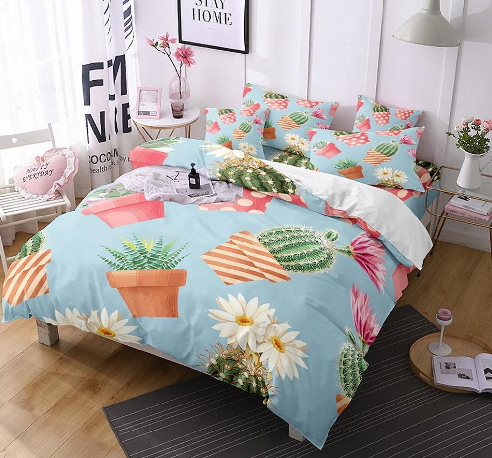 Comforter Cactus Queen King Size Green Plants Boys Girls Teen Bedding Set 3 Piece Set With 2 S Super Soft