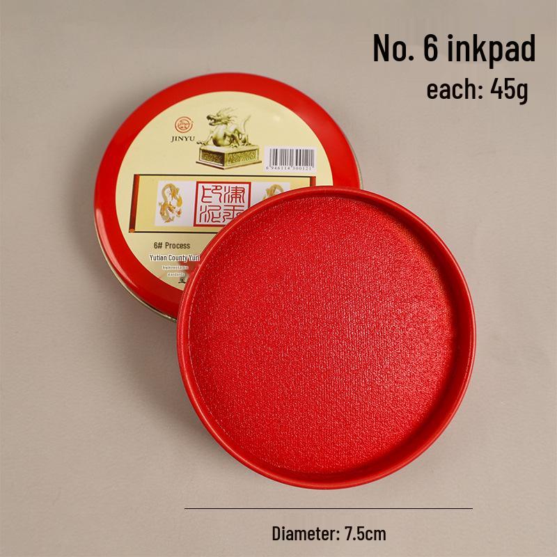 Creative Round Tin Quick-Drying Red Ink Stamp Pad for Office Use, Sizes 3#, 6#, and 12#