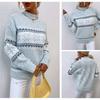 Popular OZON autumn and winter women's clothing Christmas snowflake pattern semi-turtleneck sweater needle