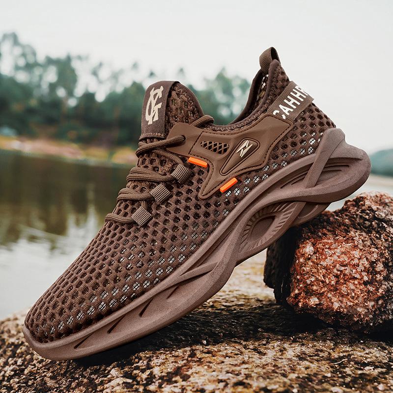2025 summer new creek shoes wading shoes quick-drying large mesh hollow breathable mesh shoes men's comfortable sports shoes