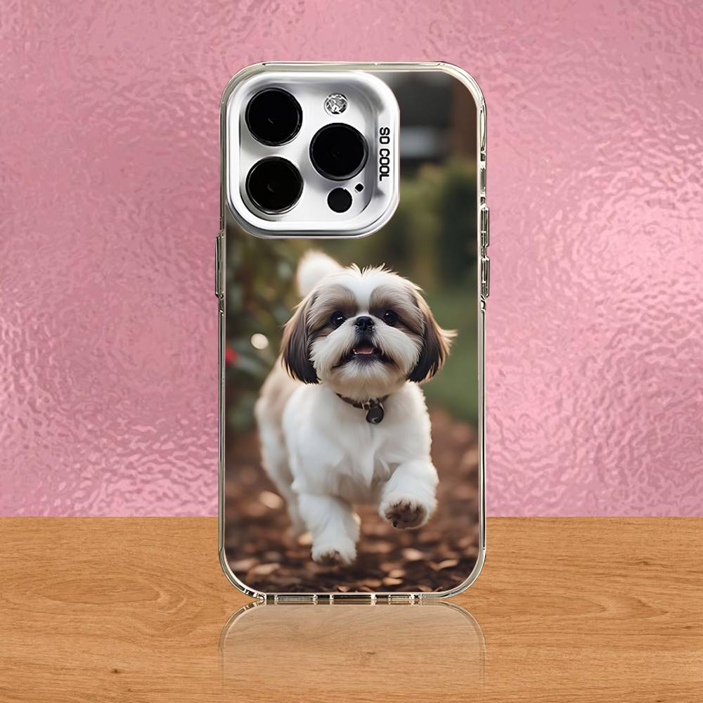 

Shih Tzu Dog Phone Case For iPhone 16,15,14,13,12,11,Pro,Max,Plus,Mini,SE Grey White Matte Laser Back Cover iPhone16se4
