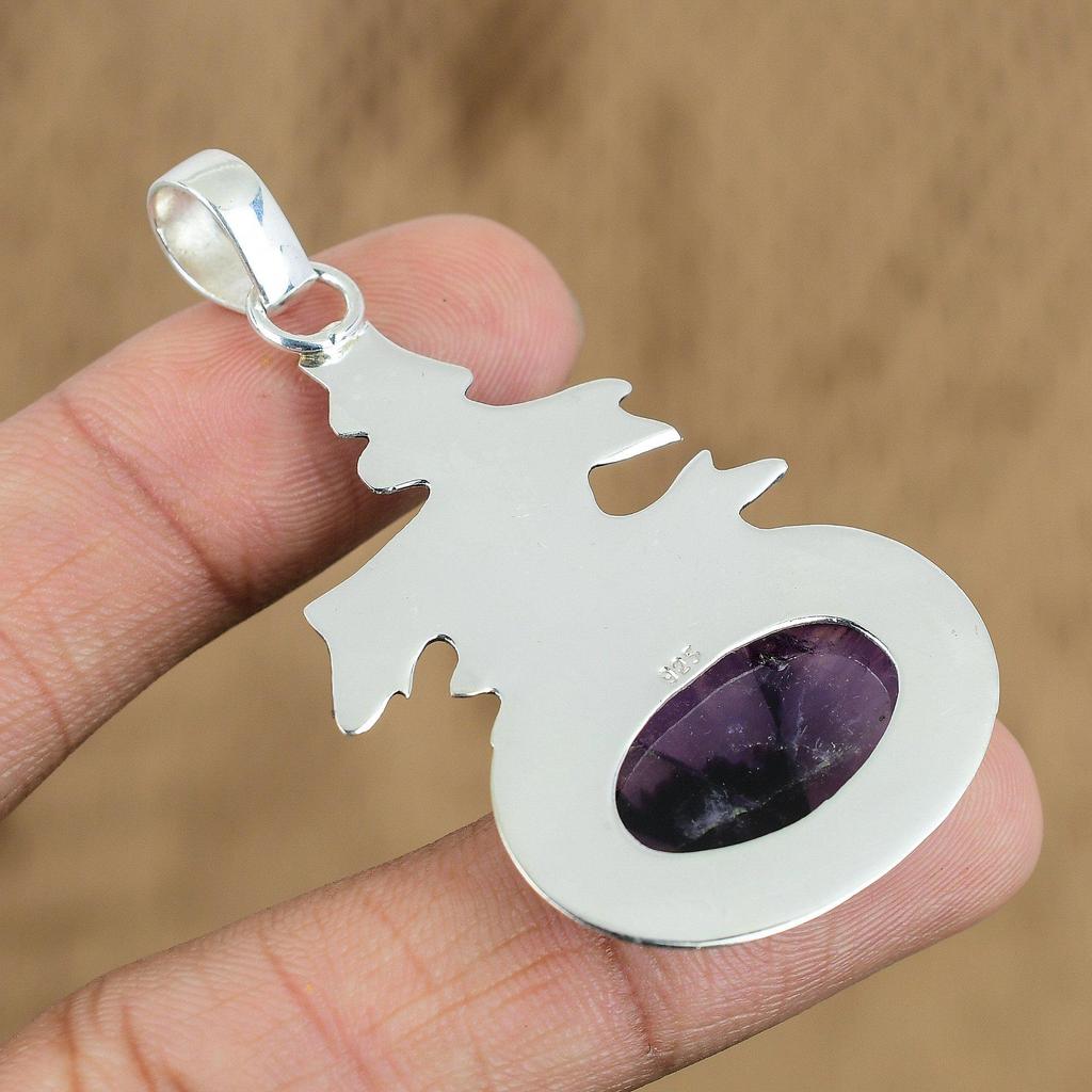 Birthday Gift For Her Natural Star Amethyst Gemstone Pendant 925 Sterling Silver