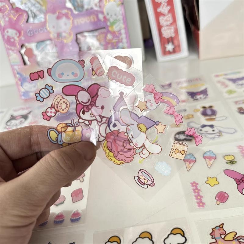 Sanrio 100pcs Eco-friendly Transparent Cartoon Stickers Set - Cute Stars for Kids' Journals & Gifts