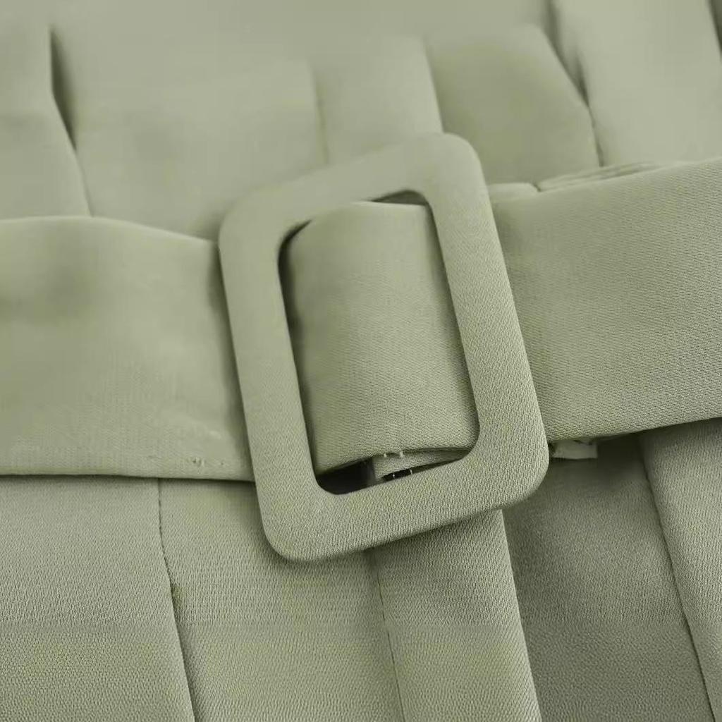 2024 Summer Women's European & American Style Long Sleeve Belted Casual Dress