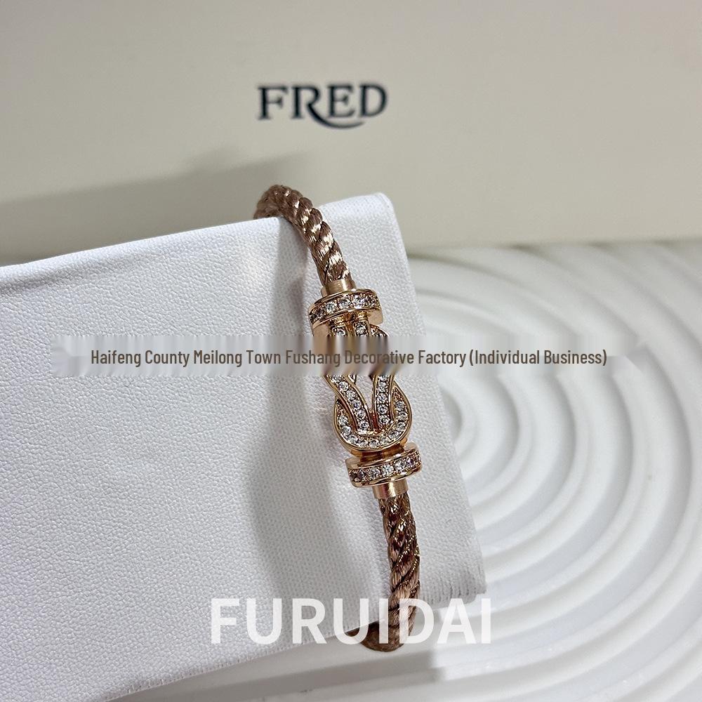 Fei Family Diamond Horseshoe Bracelet: Zodiac-Themed DIY Steel Wire for Couples