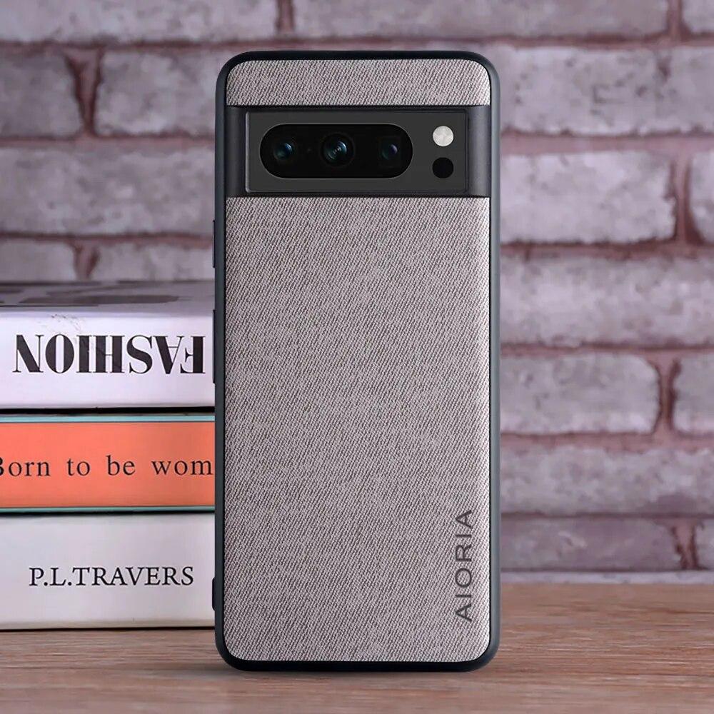 Veske til Google Pixel 8 7 6 Pro 8A 7A 6A 5 5A 4A 4 XL 5G Luksus tekstil Skinnskinn myk TPU hardt telefondeksel Funda for google pixel 8 deksel capa