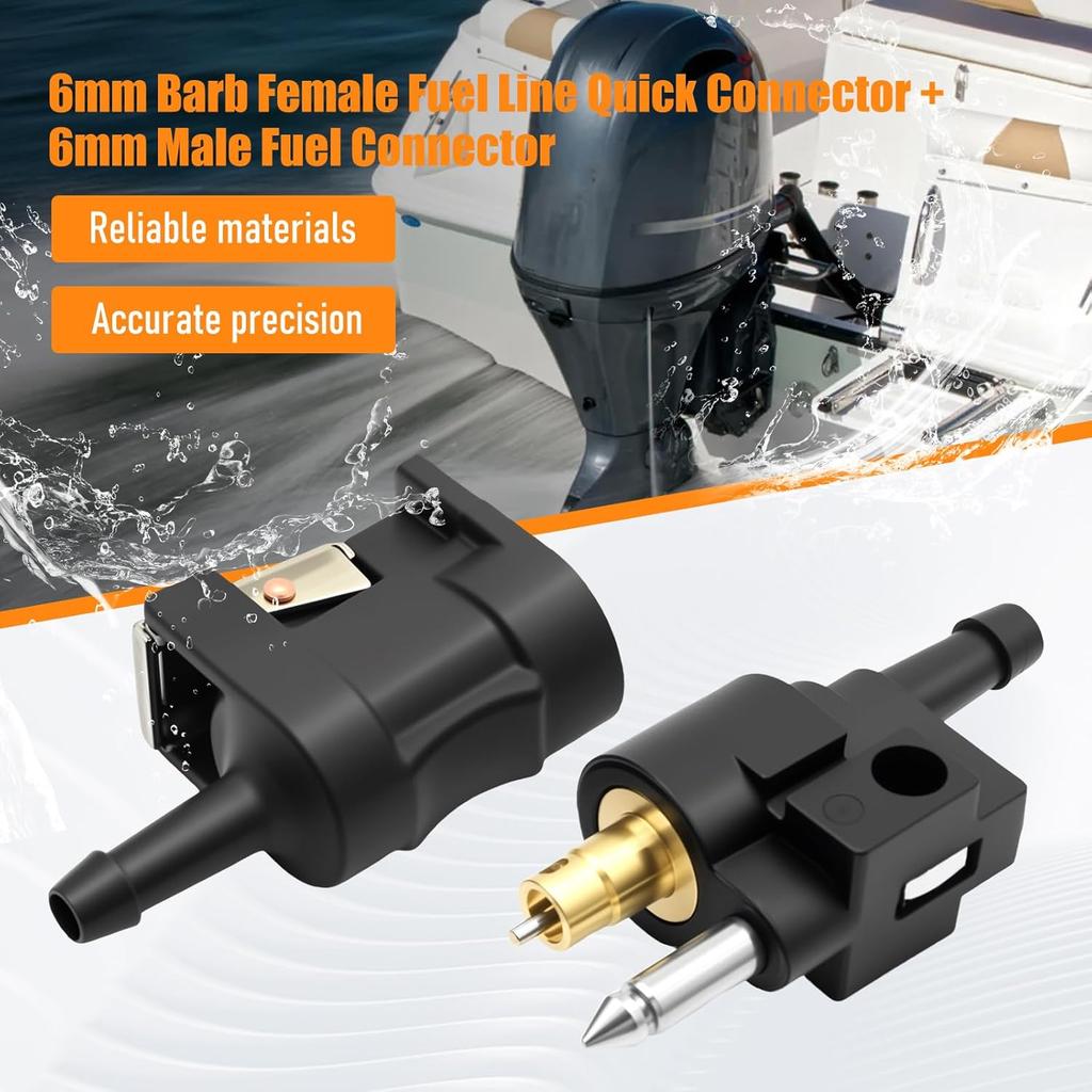 1/4 Inches 6Mm Barb Female Fuel Line Quick Connector + 1/4 Inches 6Mm Male Fuel Connector Replacement For Yamaha Outboard Motor