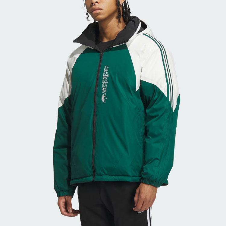 Adidas Originals Reversible Sports Down Jacket With Detachable Hood Men Outerwear Forest-Green Black IU4827