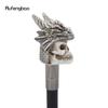 Silver Resin Skull Dragon Head Walking Cane Fashion Decorative Steel Stick Gentleman Elegant Cosplay Cane Knob Crosier 94cm
